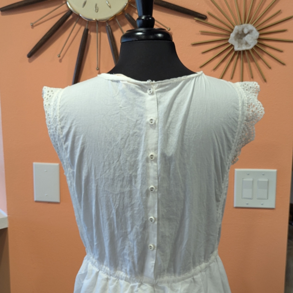 Rebecca Taylor 6 White Eyelet Flutter Sleeve Sundress Embroidered Midi Luxury - Picture 8 of 16
